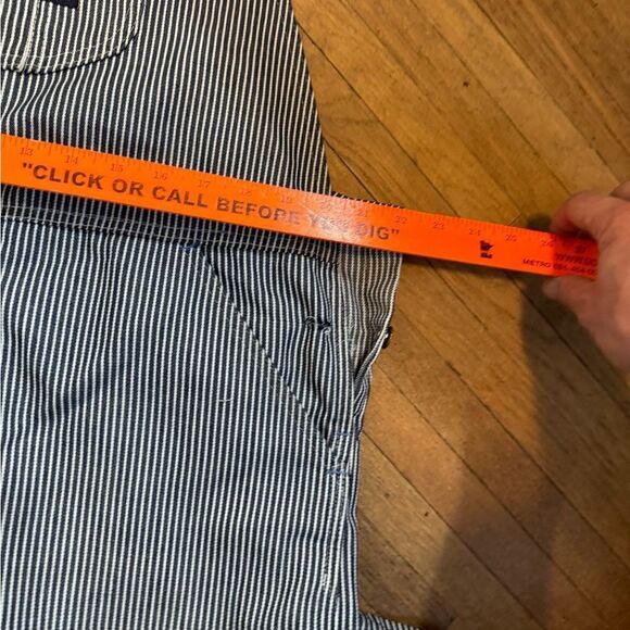 Vintage Toughskins Sears Striped Conductor Overalls Sz 32 x 30 - Picture 11 of 11
